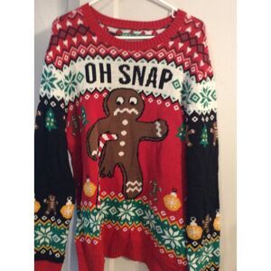 Ugly Christmas Sweater Gingerbread Man Oh Snap Size Large L